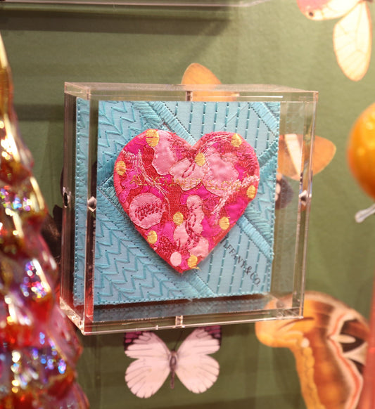 Pink Heart on Tiffany Blue Petite 5x5