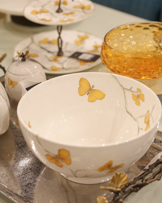 Butterfly Ginkgo Porcelain Serving Bowl