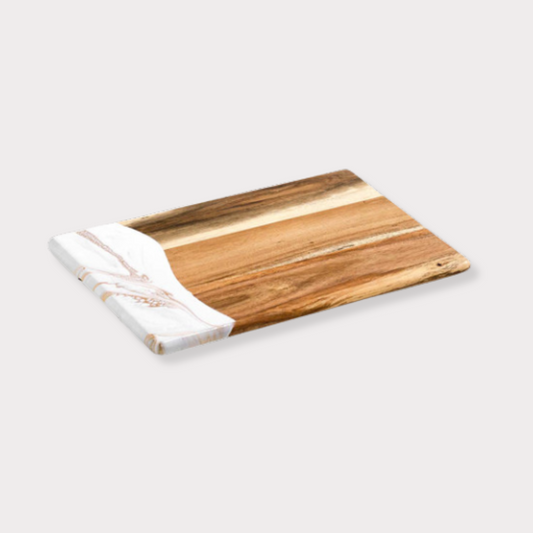 Acacia Bread Board | White and Gold