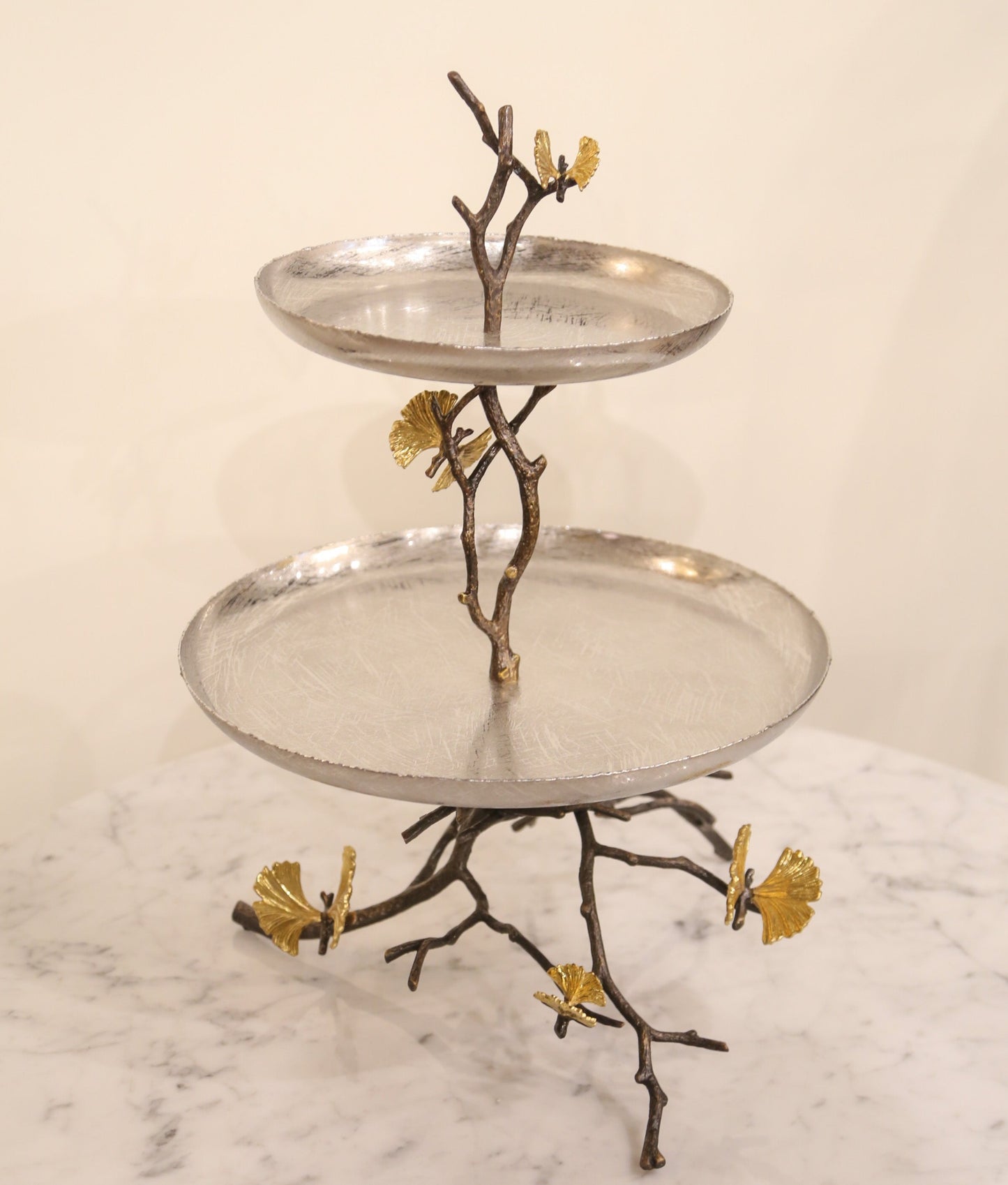 Butterfly Ginkgo 2 Tier Etagere