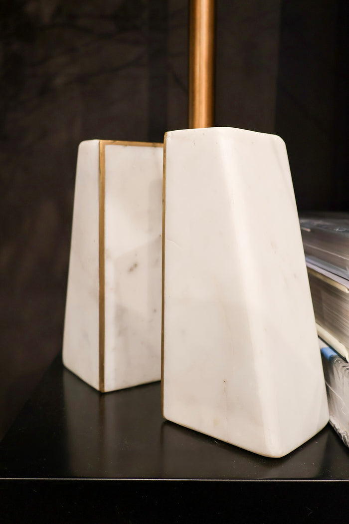 Forbes Marble + Brass Bookends