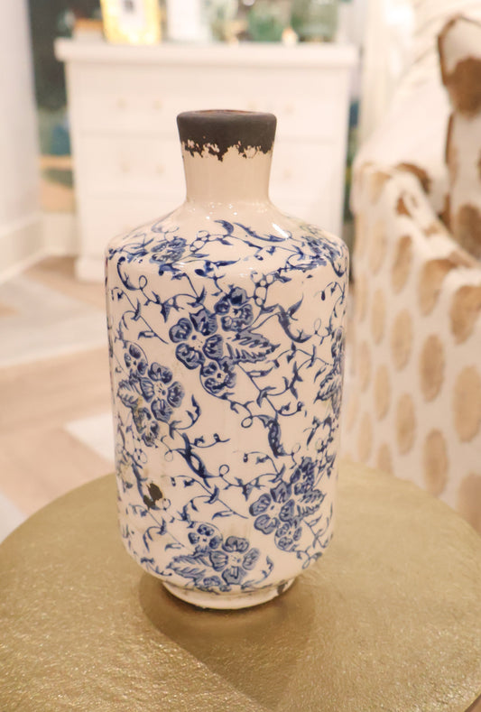 Blue & White Terra Cotta Vases