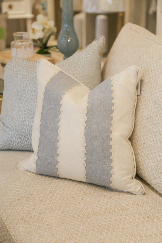Blue and White Stripe Custom Pillow
