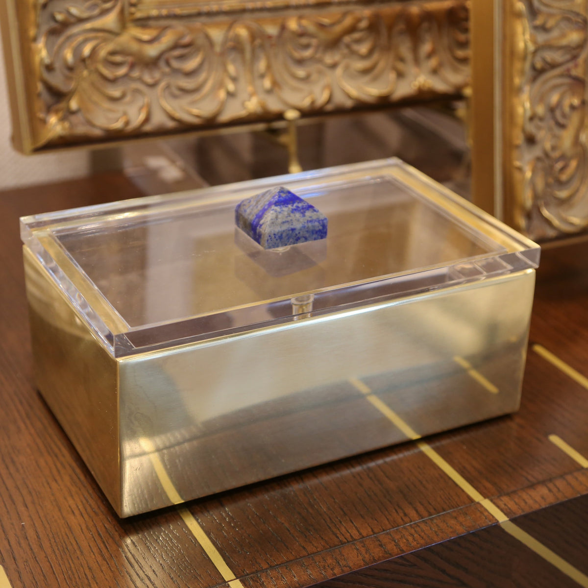Modern Gold Rocker Box Gold and Lucite Rock Box – EK Home