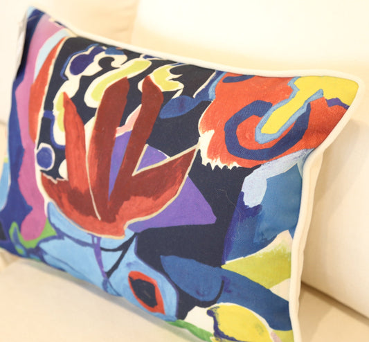 Multicolor Abstract Custom Small Lumbar Pillow