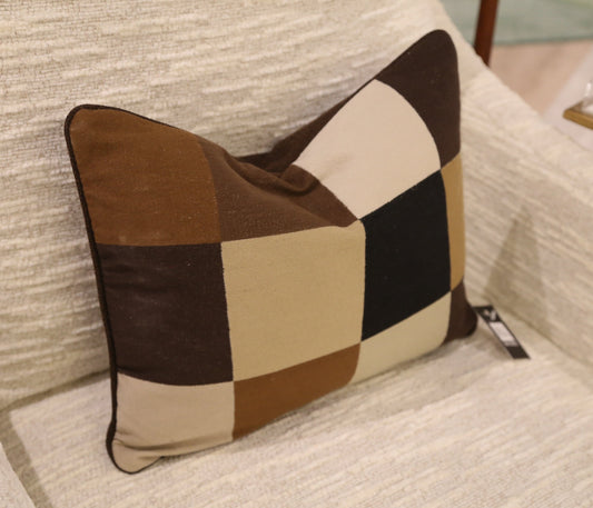 Brown Checkered Custom Small Lumbar Pillow