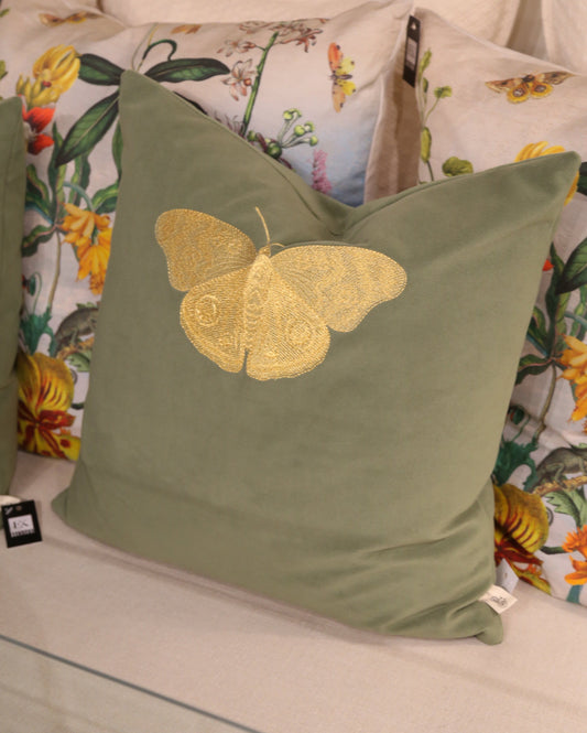 Green Velvet Embroidery Pillow