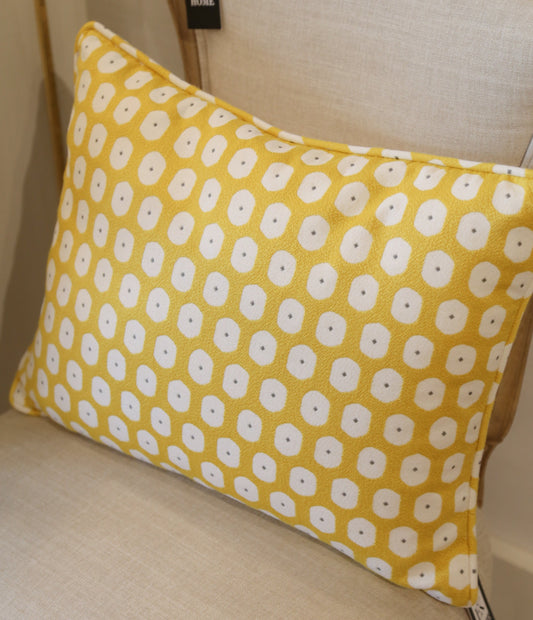 Yellow Print Small Lumbar Pillow