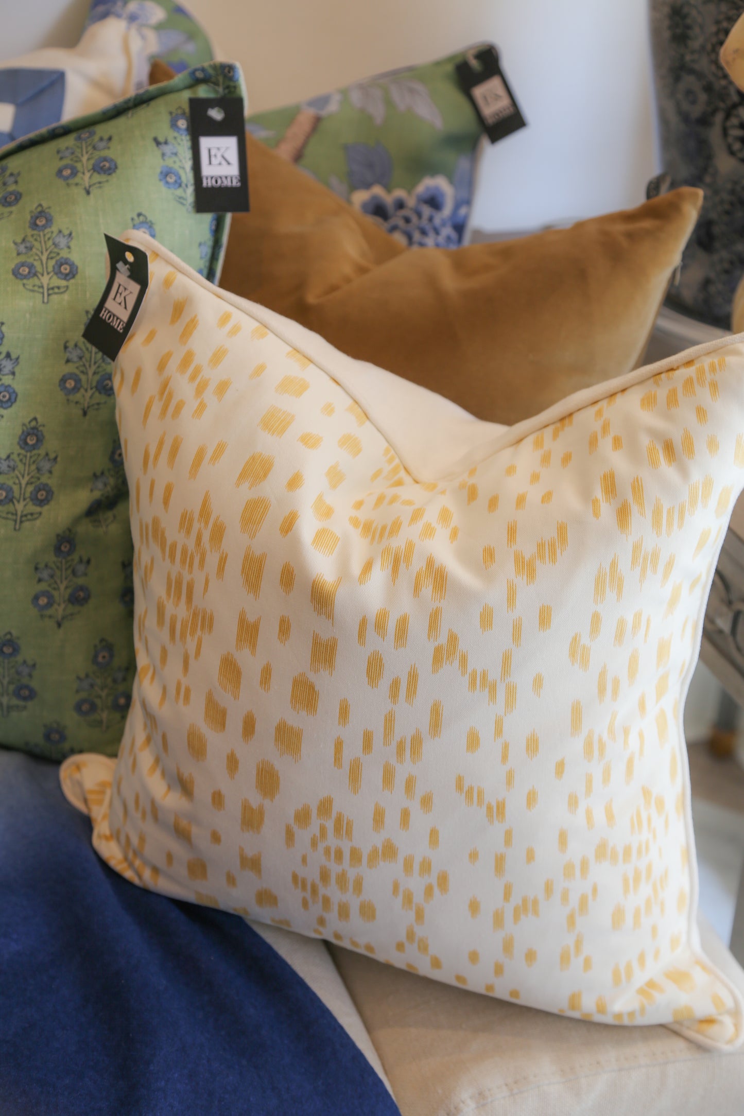 Mustard Print Custom Square Pillow