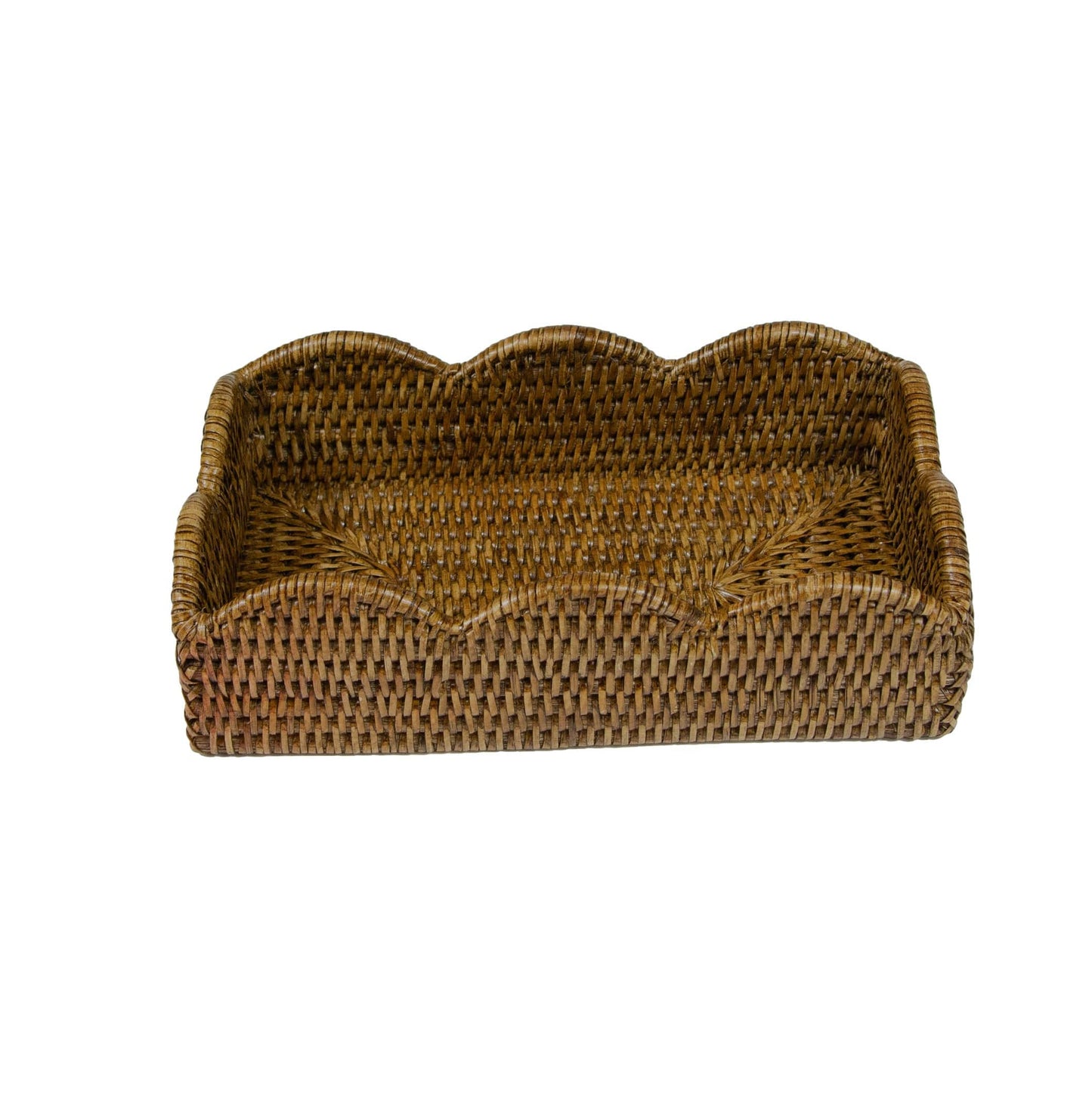 Rattan Scalloped Guest Towel Napkin Holder