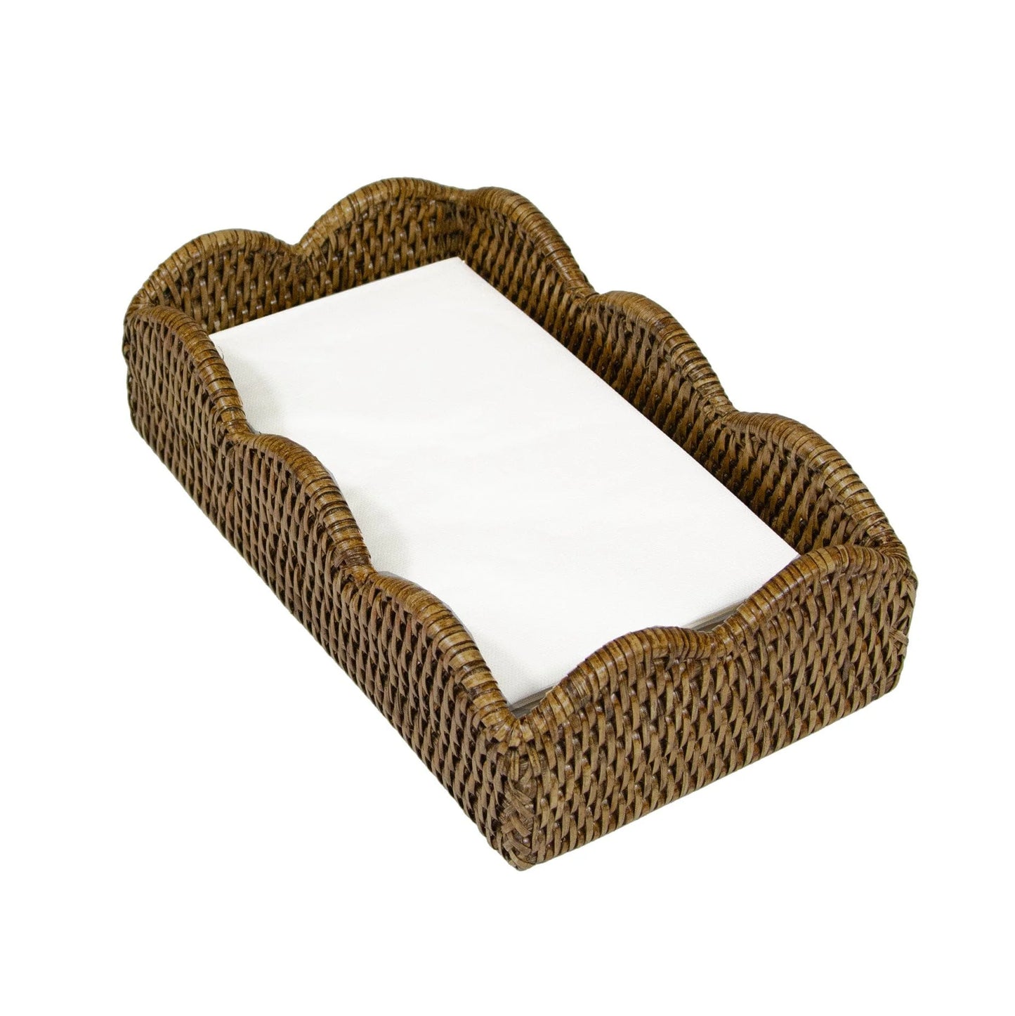 Rattan Scalloped Guest Towel Napkin Holder