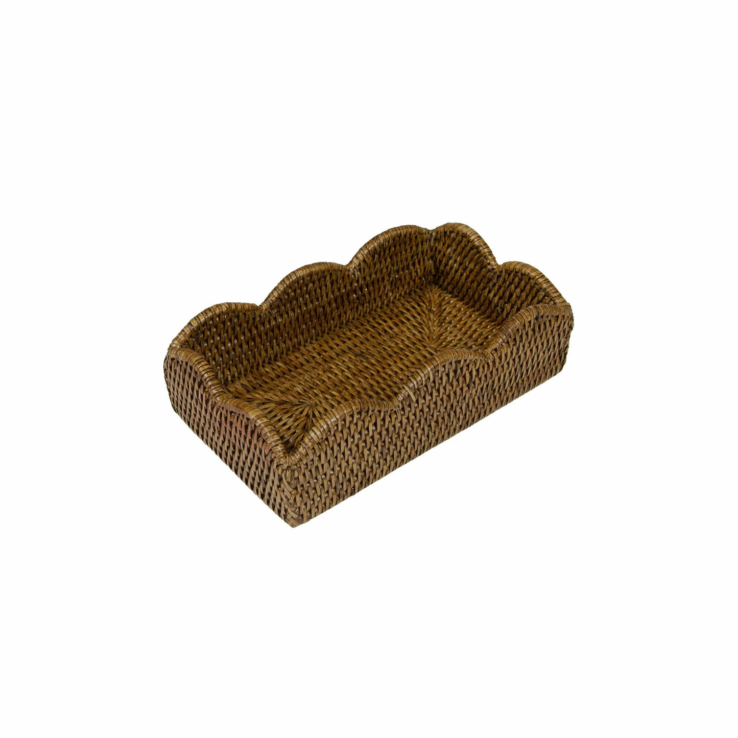 Rattan Scalloped Guest Towel Napkin Holder