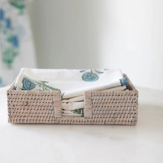 Bleached Rattan Guest Towel Napkin Holder