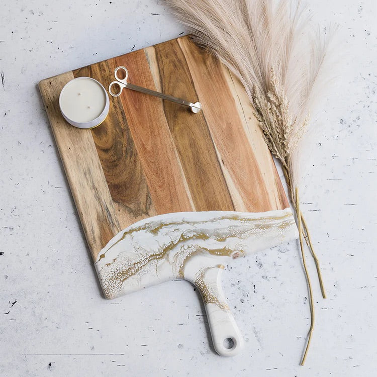 Acacia Cheese Board | White, Grey, Gold