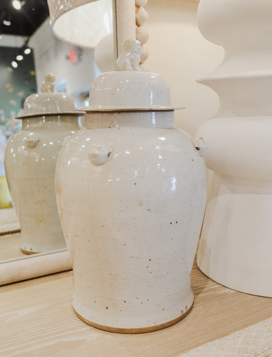 Vintage White Temple Jar