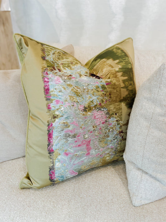 Giverny Olive Pillow