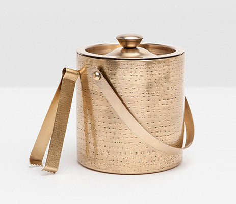 Large Gold Ice Bucket and Tongs